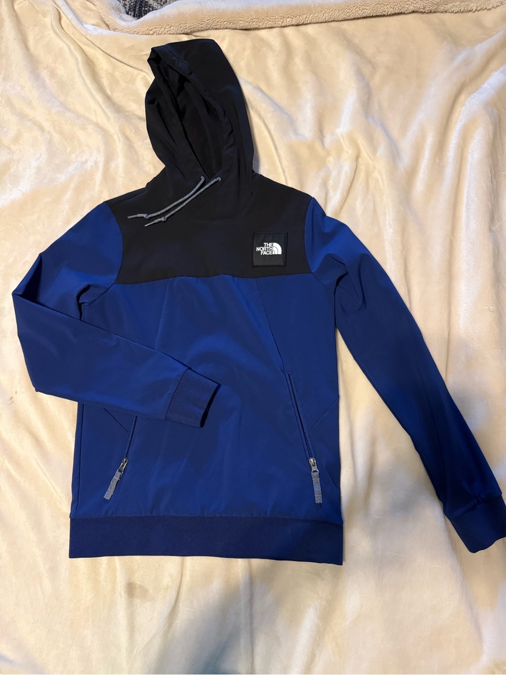 The North Face Blue and Black Hooded Pullover Sweatshirt